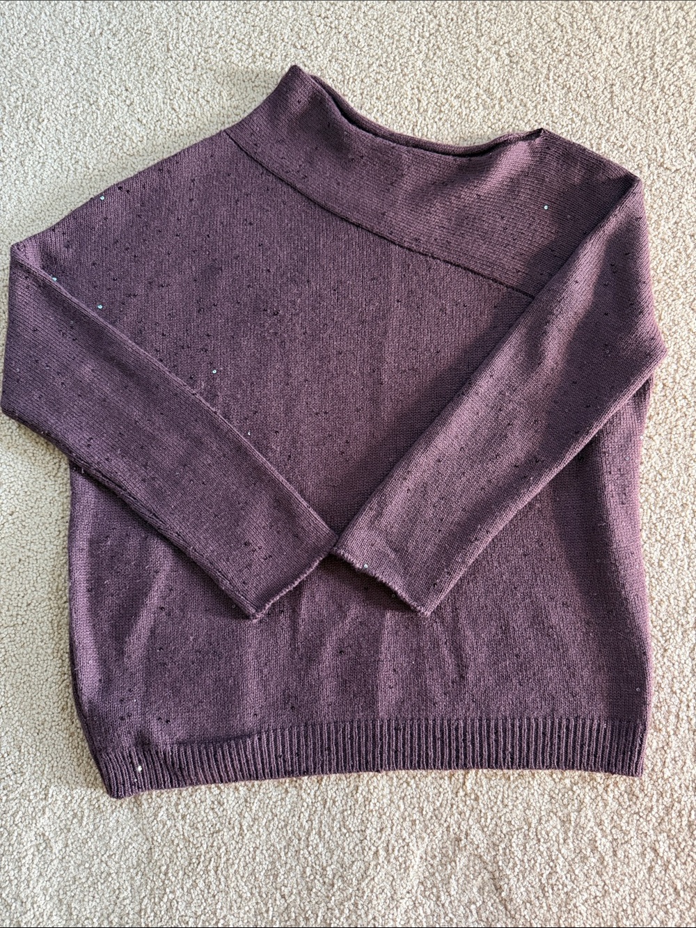 Brunello Cucinelli Plum Knit Asymmetric neck Sweater XS